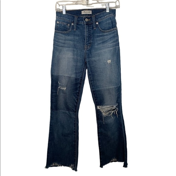 Madewell Cali Demi-Boot Distressed Ankle Blue Jeans Size 25 - Picture 1 of 7